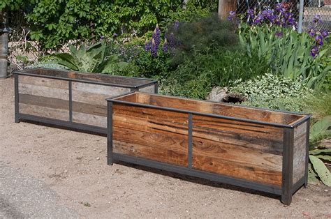 wood and metal planter box|planter box with galvanized metal.